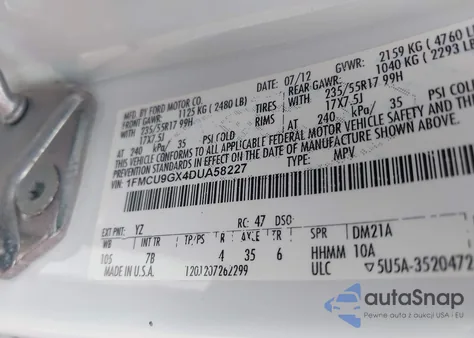 2013 Ford Escape Se из США, поврежденный, VIN 1FMCU9GX4DUA58227